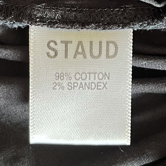 Staud Jules Puff Sleeve Peplum Smocked Top Womens Small Black - Picture 11 of 11